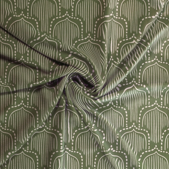 Moss Green Abstract Boho Leaf Bullet Fabric