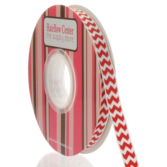 3/8" Red Chevron ZigZag Grosgrain Ribbon