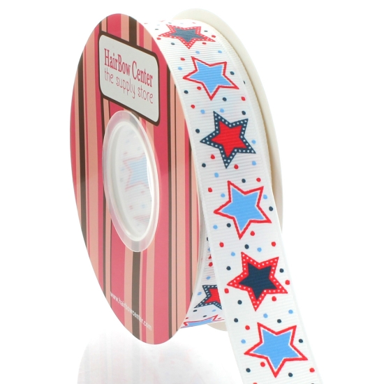 7/8" RWB Stars and Dots Grosgrain Ribbon