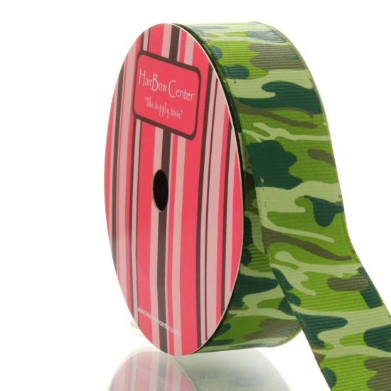 7/8" Green Camo Grosgrain Ribbon