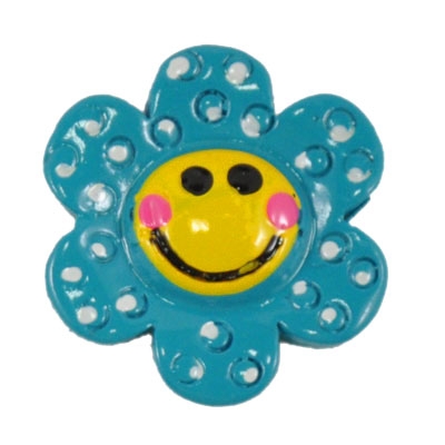 Blue Happy Daisy Flatback Craft Embellishment