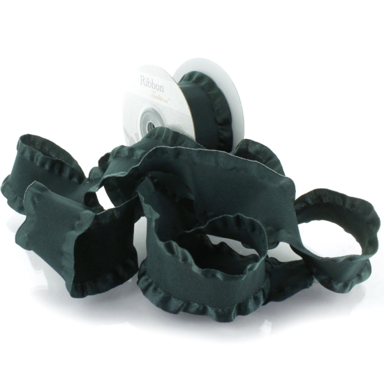 Hunter Green Satin Double Ruffle Ribbon