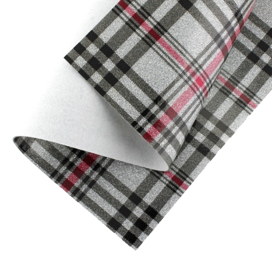 Glitter High Gloss Jelly Felt Sheets Silver-Black Tartan Plaid