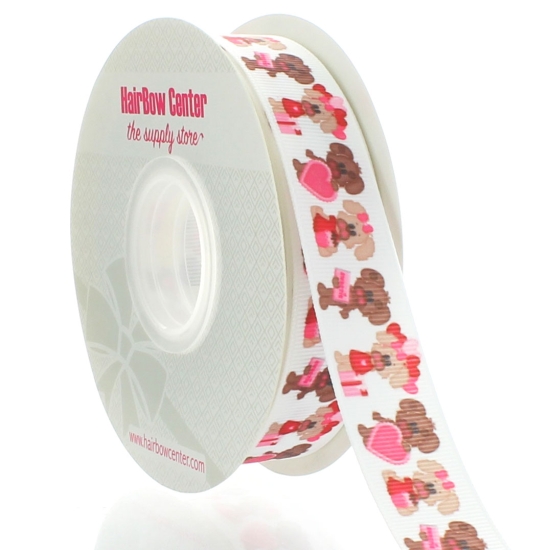 7/8" Valentine Puppies Grosgrain Ribbon