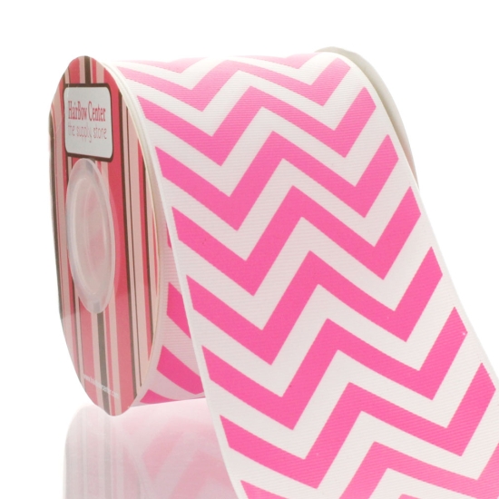 3" Hot Pink Chevron ZigZag Grosgrain Ribbon