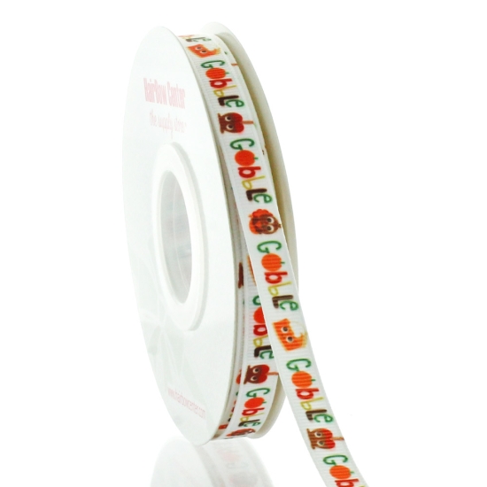 3/8" Thanksgiving Gobble Grosgrain Ribbon