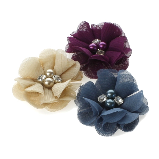 2" Rounded Folded Chiffon Hair Flower