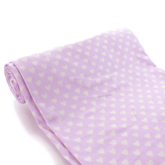 Lavender White Hearts DBP Fabric