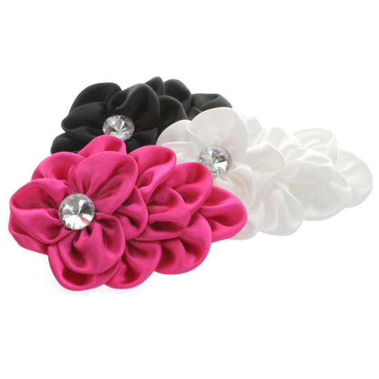 Cascading Satin Rhinestone Hair Flower