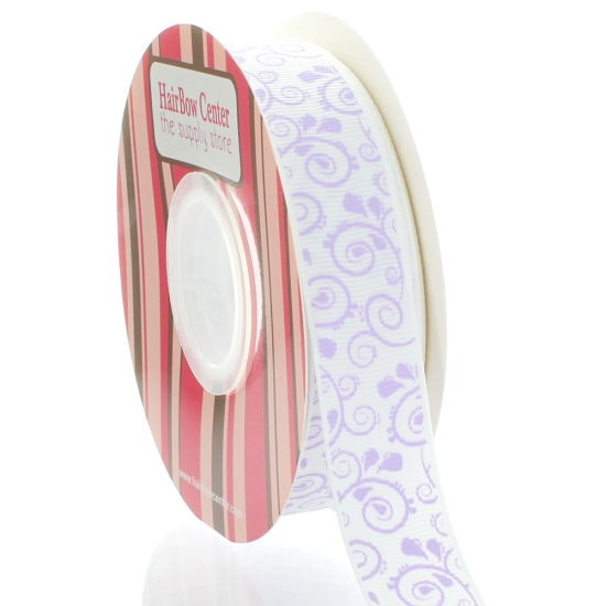 7/8" Lt. Lavender Swirls Grosgrain Ribbon