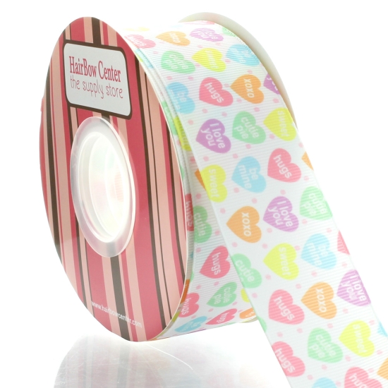 1.5" Valentine Candy Heart Grosgrain Ribbon