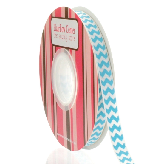 3/8" Turquoise Chevron ZigZag Grosgrain Ribbon