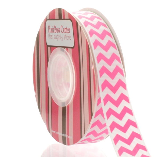 7/8" Hot Pink Chevron ZigZag Grosgrain Ribbon