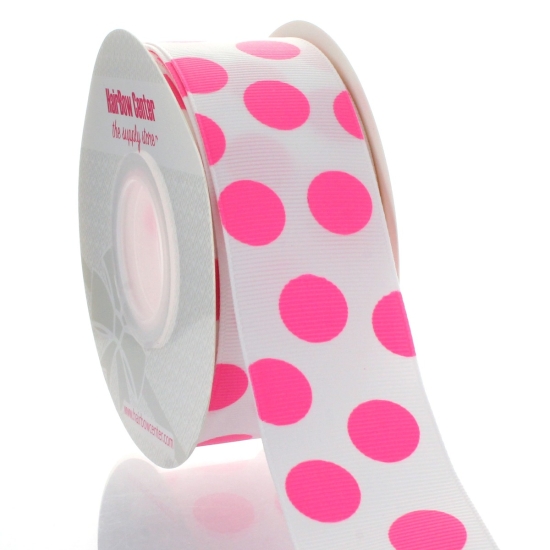 1.5" Large Hot Pink Dot Grosgrain Ribbon