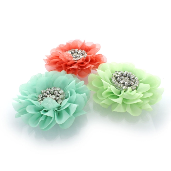 3.5" Jewel Chiffon Petals Hair Flower