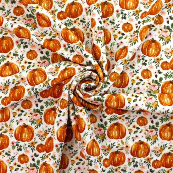 Fall Floral Pumpkins Bullet Fabric