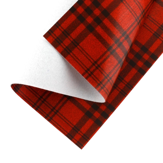 Glitter High Gloss Jelly Felt Sheets Red-Black Tartan Plaid