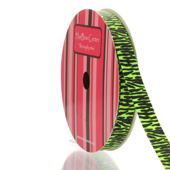 3/8" Key Lime/Black Zebra Grosgrain Ribbon