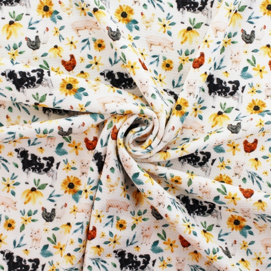 Sunflower Farm Animals Bullet Fabric