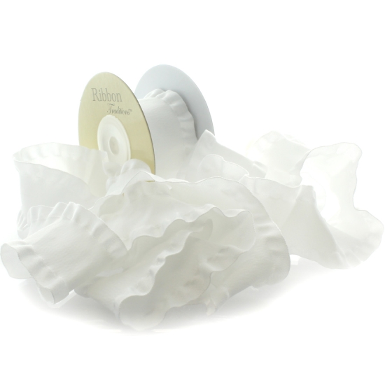 White Satin Double Ruffle Ribbon