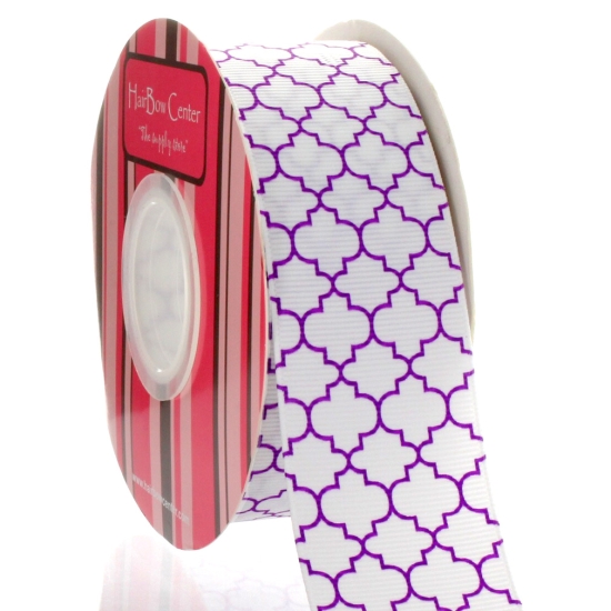 1.5" Ultra Violet Quatrefoil Grosgrain Ribbon