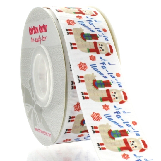 1.5" Fa-la-la Llama Grosgrain Ribbon