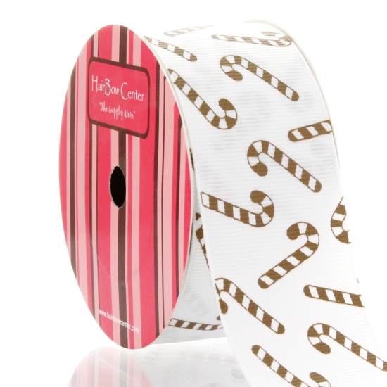 1.5" Brown Candy Cane Grosgrain Ribbon