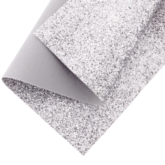 Medium Glitter Fabric Sheet Light Silver