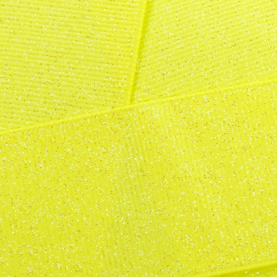 Neon Yellow Dazzle Glitter Grosgrain Ribbon 625