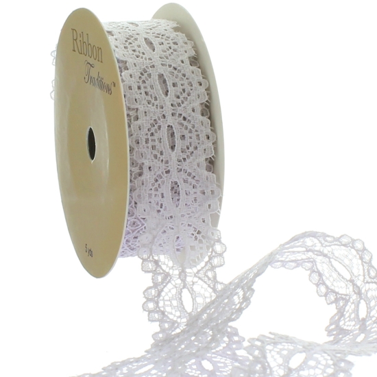 Gray 7/8" Ribbon Hole French Lace Trim