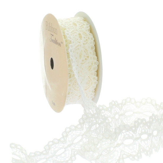 Ivory 7/8" Ribbon Hole French Lace Trim