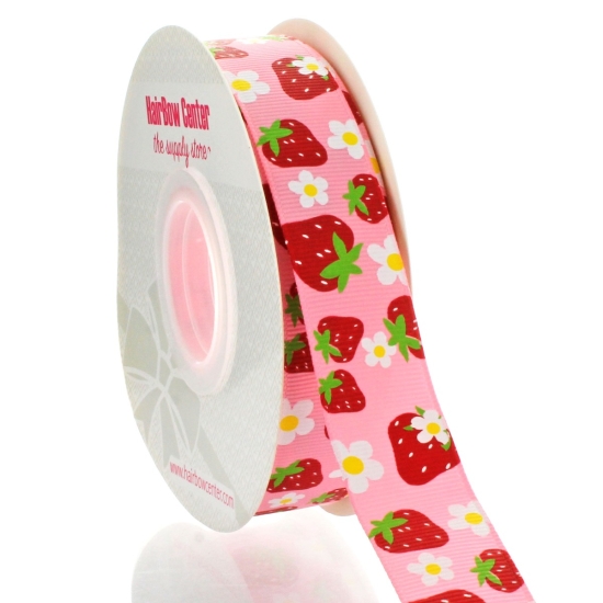 7/8" Strawberries Grosgrain Ribbon