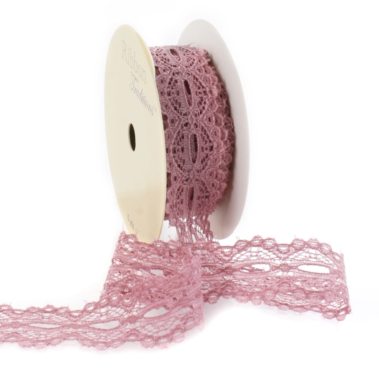 Mauve 7/8" Ribbon Hole French Lace Trim