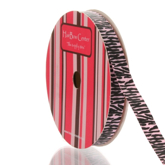 3/8" Pearl Pink/Black Zebra Grosgrain Ribbon