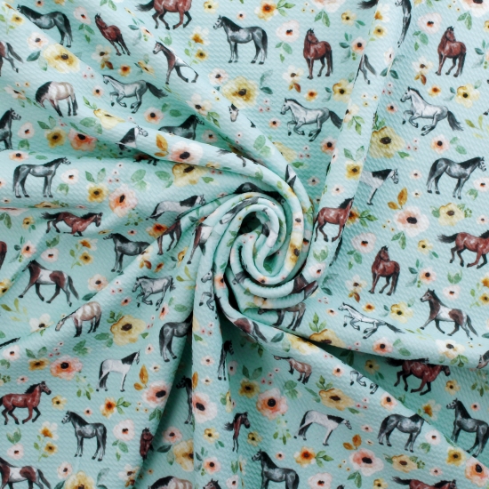 Floral Wild Horses Bullet Fabric