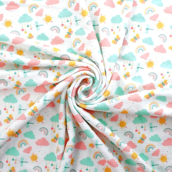 Pastel Rainbows and Butterflies Bullet Fabric