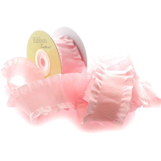 Light Pink Satin Double Ruffle Ribbon