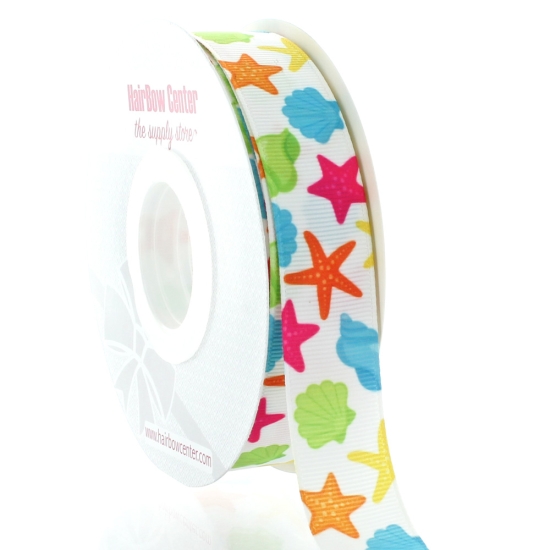 7/8" Shells & Starfish Grosgrain Ribbon