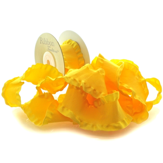 Yellow Satin Double Ruffle Ribbon