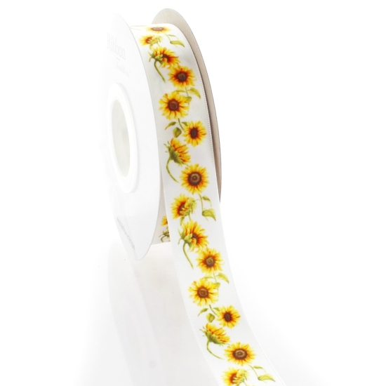 7/8" Sunkissed Sunflowers Satin Ribbon