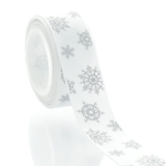 7/8" Silver Snowflakes Grosgrain Ribbon