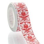 7/8" Red Damask Grosgrain Ribbon