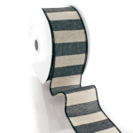 2 1/2" Wired Ribbon Wide Stripe Navy/Off-White