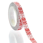 3/8" Red Damask Grosgrain Ribbon