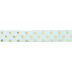 7/8" Mineral Ice/Gold Foil Dots Grosgrain Ribbon