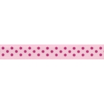 3/8" Pearl Pink/Hot Pink Swiss Dot Grosgrain Ribbon