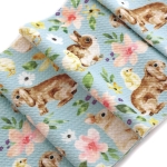 Floral Easter Bunny and Chicks Bullet Fabric