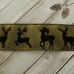 2 1/2" Wired Ribbon Old Bronze Flocked Deer