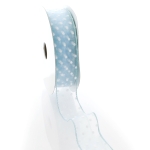 1 1/2" Wired Sheer w/ White Flocked Polka Dots Light Blue