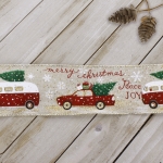 2 1/2" Wired Ribbon Vintage Camper and Truck on Burlap